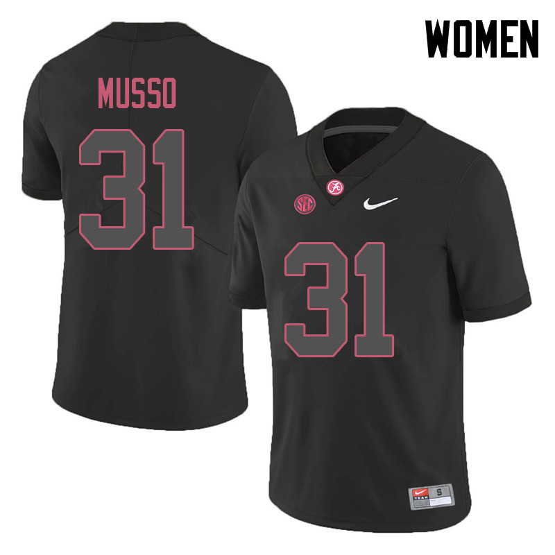 Women #31 Bryce Musso Alabama Crimson Tide College Football Jerseys Sale-Black